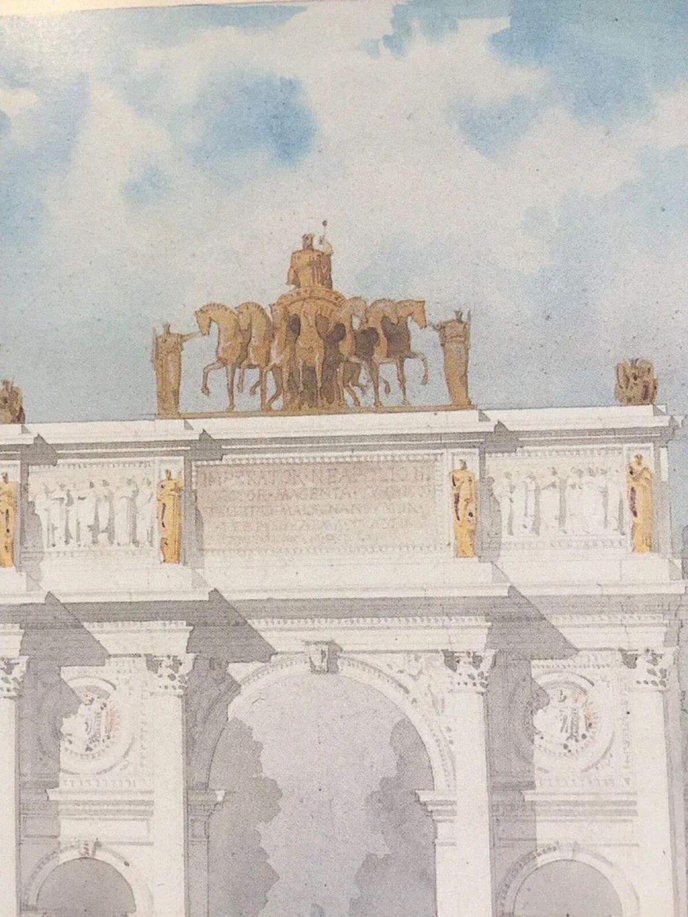 80s Architectural Rendering Poster Arc De Triomphe After Artist Emanuel Brune - Picture 2 of 12